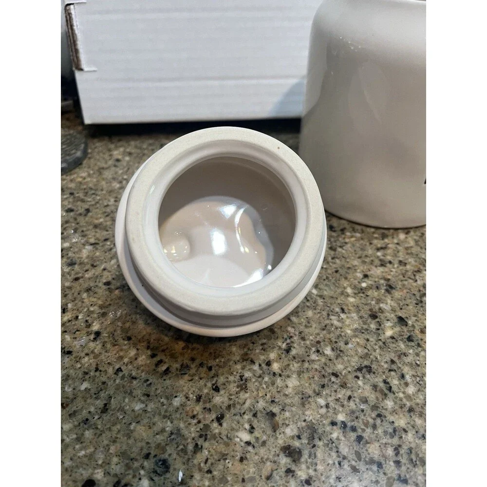 Rae Dunn Artisan Collection by Magenta White Ceramic Tea Canister With Lid